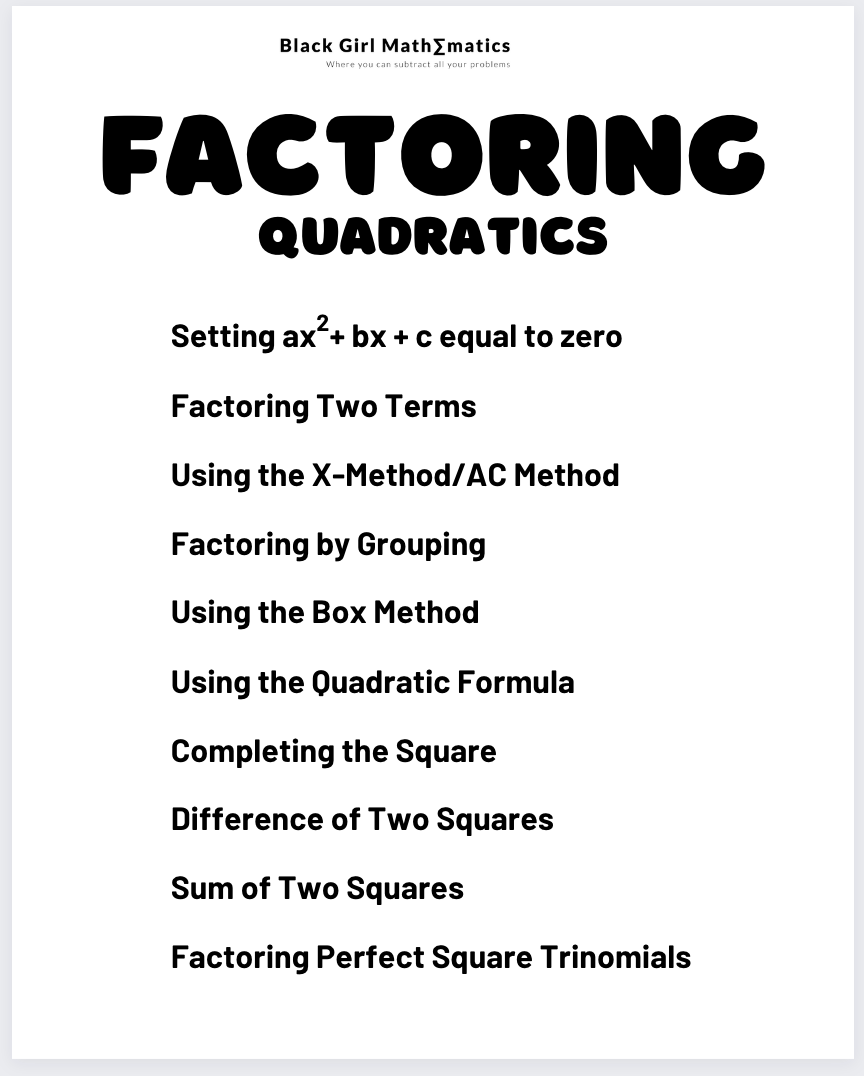 How to Factor Quadratics: PDF Bundle
