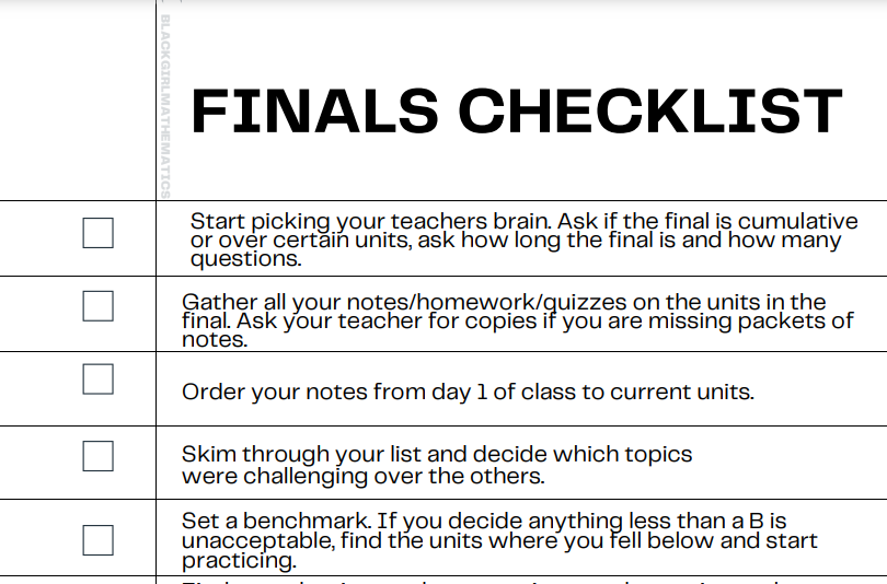 Finals Checklist